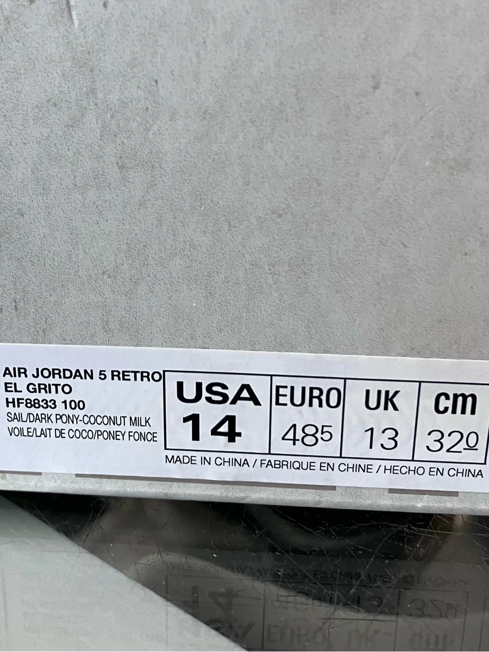 Air Jordan 5 Retro El Grito Sail Size 14